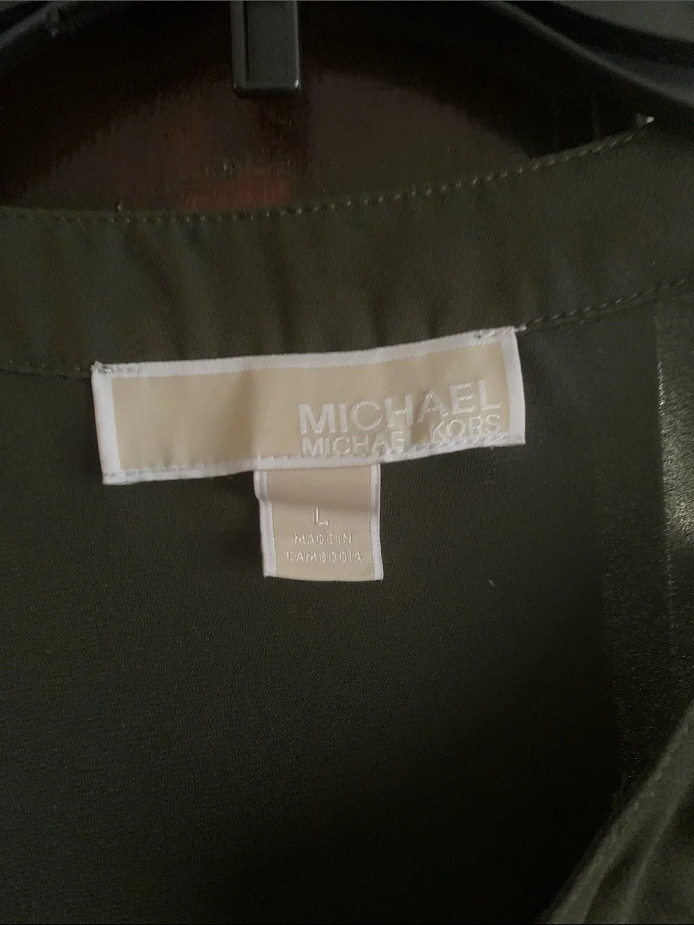 Michael Kors Olive Zip-Front Long Sleeve Blouse